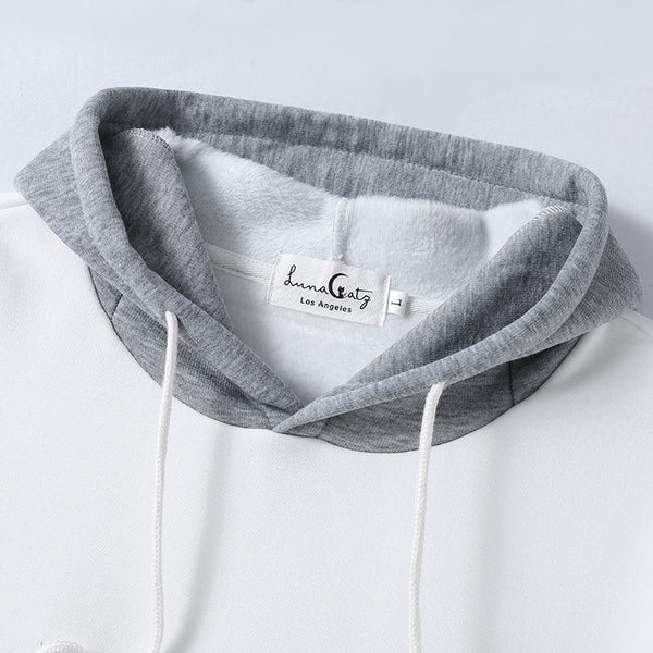 Cat and Fish Gray Hoodie with Cat Ears and Tail