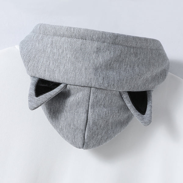 Cat and Fish Gray Hoodie with Cat Ears and Tail