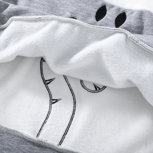 Cat and Fish Gray Hoodie with Cat Ears and Tail