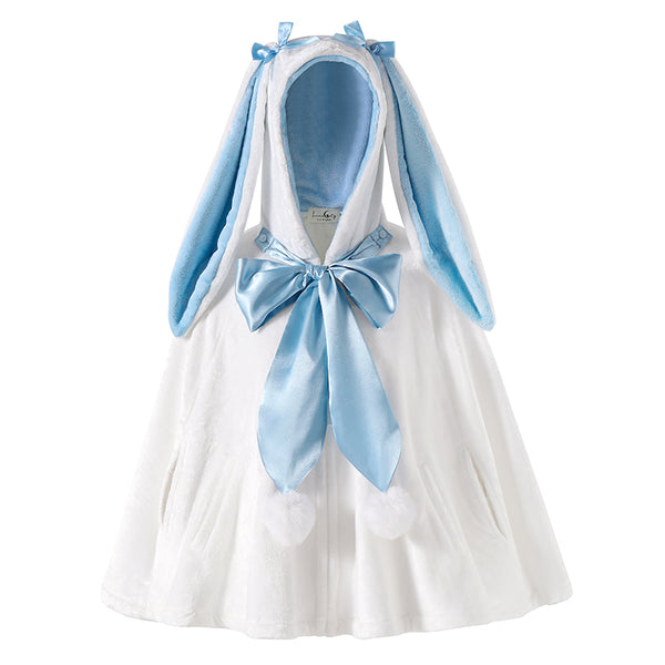 "Snowhop" Marshmallow White Cape with Long Bunny Ears
