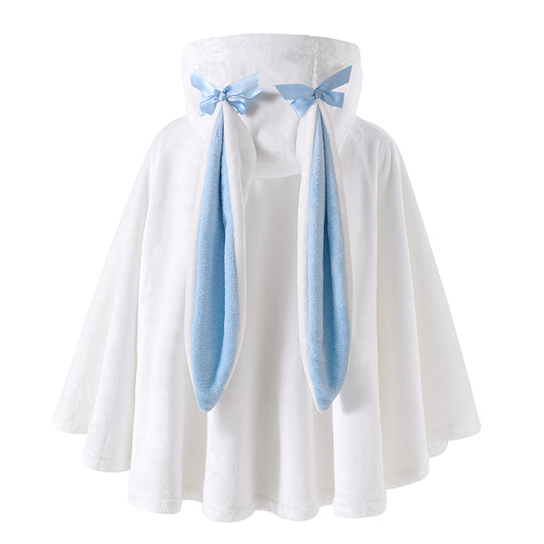 "Snowhop" Marshmallow White Cape with Long Bunny Ears