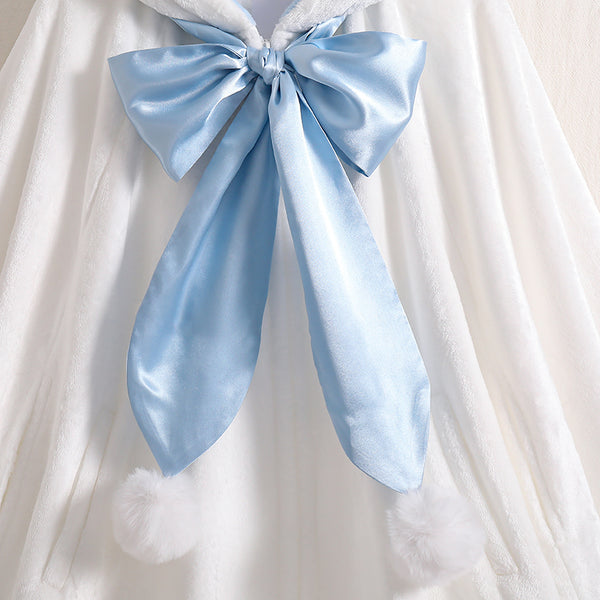 "Snowhop" Marshmallow White Cape with Long Bunny Ears