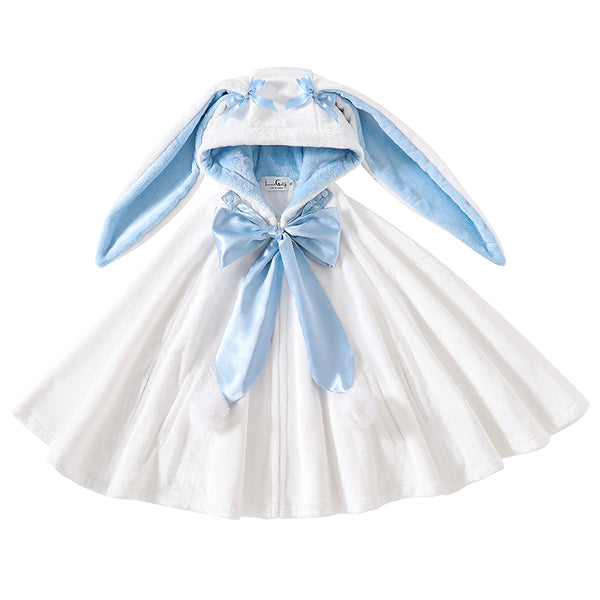 "Snowhop" Marshmallow White Cape with Long Bunny Ears