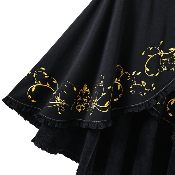 Gothic Crescent Cat Ear Cape with Gold Baroque Filigree