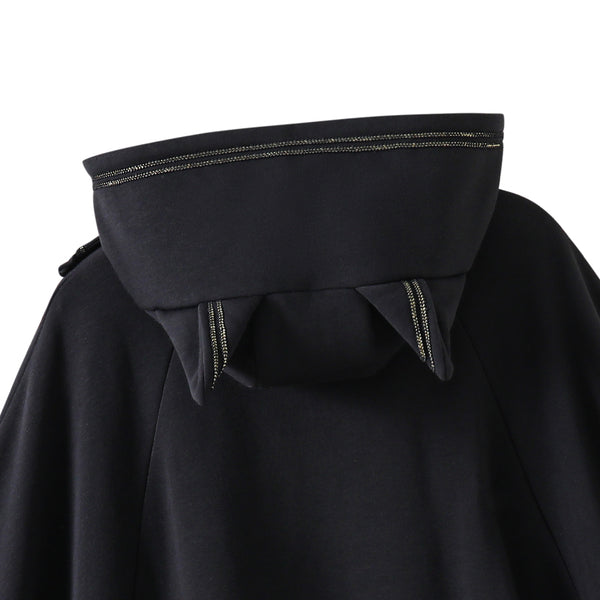 Gothic Crescent Cat Ear Cape with Gold Baroque Filigree