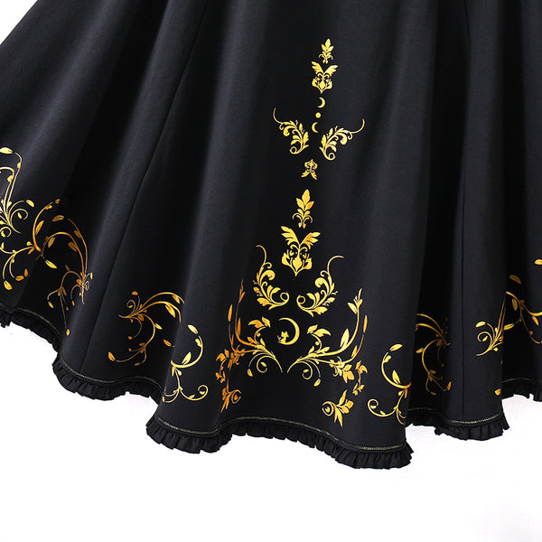 Gothic Crescent Cat Ear Cape with Gold Baroque Filigree