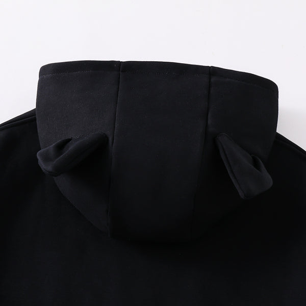 "Curltail and Whiskers" Black Cat Ear Hoodie with Paw Pockets