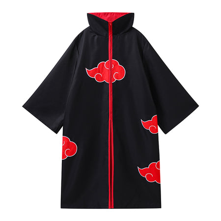 Hanami "See the Flowers" Black Zip Up Hoodie with Sakura and Cat Embroidery