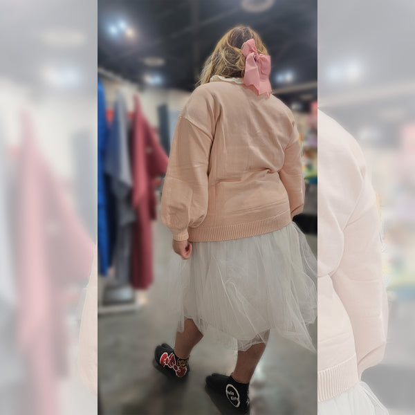 Flower Dream Ruffled Collar Cardigan in Pink