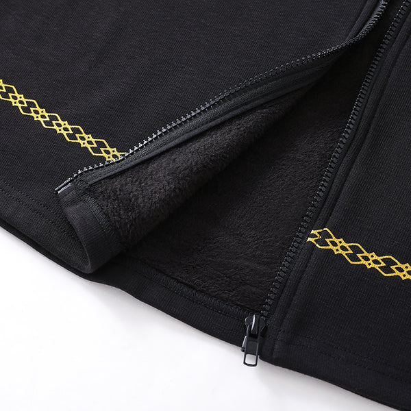 Gothic Black Cape with Gold Floral Prints and Hood