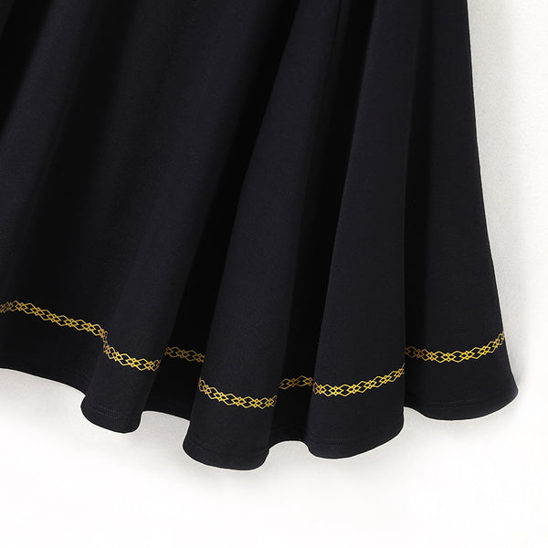 Gothic Black Cape with Gold Floral Prints and Hood