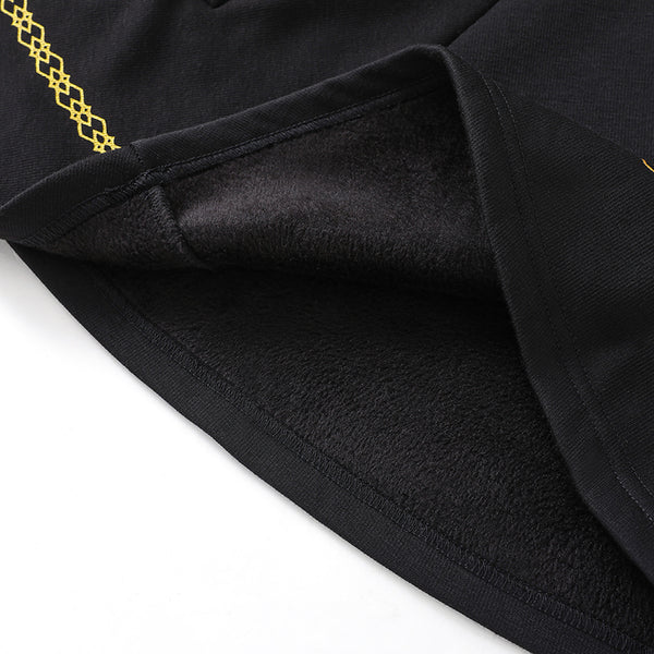 Gothic Black Cape with Gold Floral Prints and Hood