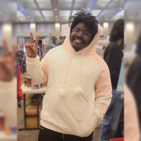 Rosy Rabbit Plush Hoodie with Bunny Ears