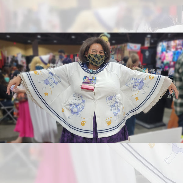 "Let's Sail" Cats Cape with Sailor Collar | Captain and Crew Print