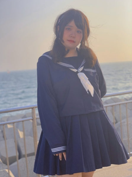 Navy JK Uniform Top & White Scarf | Japanese Sailor Fuku | Seifuku