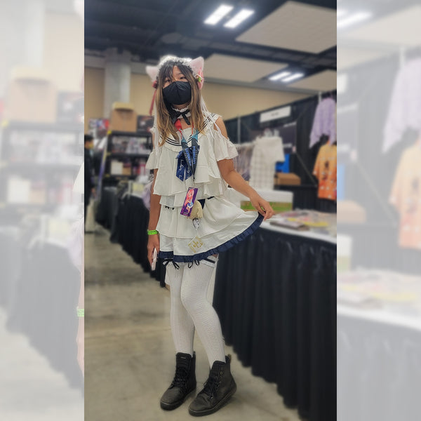 "Snow Smoothie" Sailor Collar Top + Ruffle Skirt 2-Piece Set