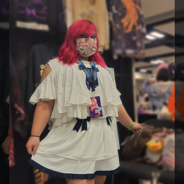 "Snow Smoothie" Sailor Collar Top + Ruffle Skirt 2-Piece Set