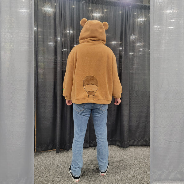 Leaf Tanuki Fuzzy Hoodie with Japanese Racoon Ears