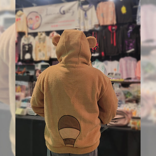 Leaf Tanuki Fuzzy Hoodie with Japanese Racoon Ears