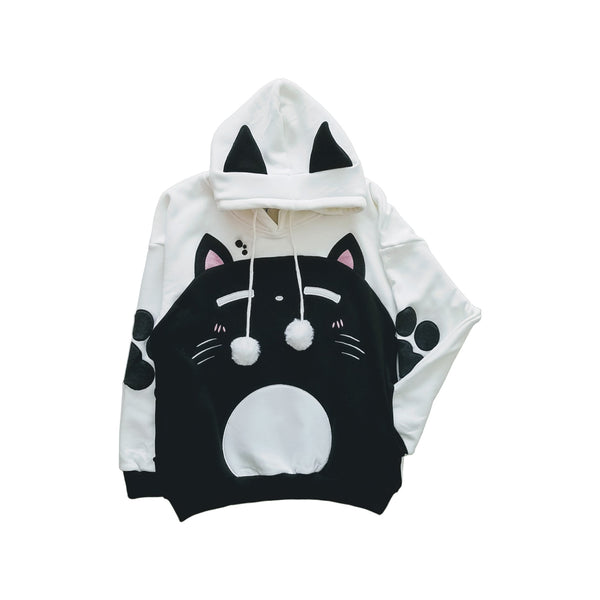 Dark Roast Plush Hoodie with Cat Ears