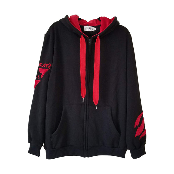 Bearly Hazardous Black and Red Zip Up Hoodie