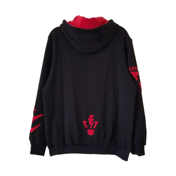 Bearly Hazardous Black and Red Zip Up Hoodie