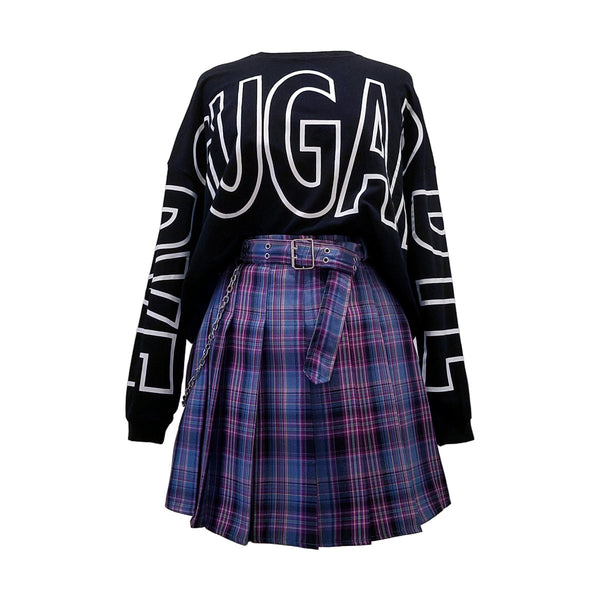 "Electric Kiss" Pleated Plaid Mini-Skirt