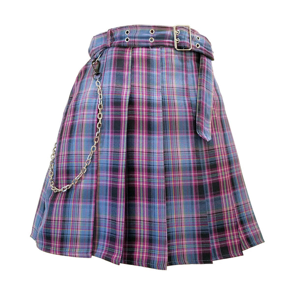 "Electric Kiss" Pleated Plaid Mini-Skirt