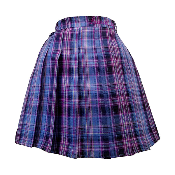 "Electric Kiss" Pleated Plaid Mini-Skirt