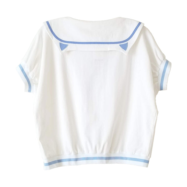 "Sailor Cat" Short Sleeve Top with Cat Ears and Bow