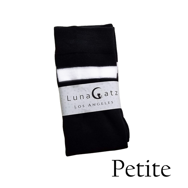 Extra Long Double Striped Thigh High Socks in Black