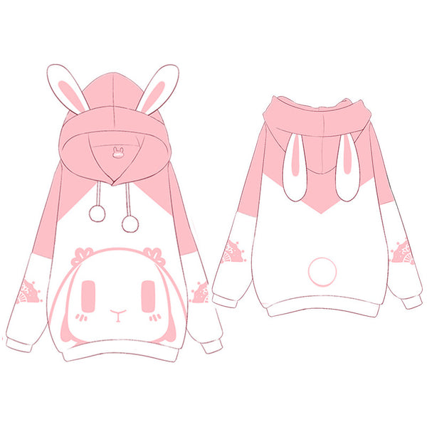 Rosy Rabbit Plush Hoodie with Bunny Ears