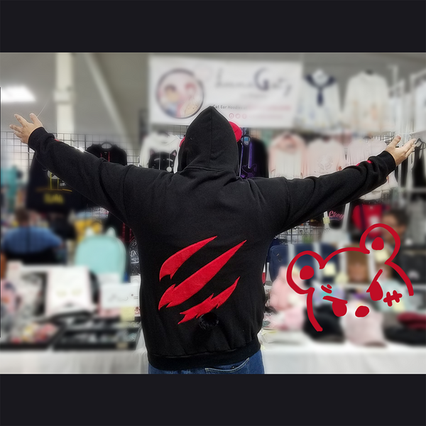 Bearly Dangerous Black and Red Punk Hoodie