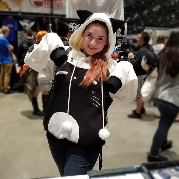 Dark Roast Plush Hoodie with Cat Ears