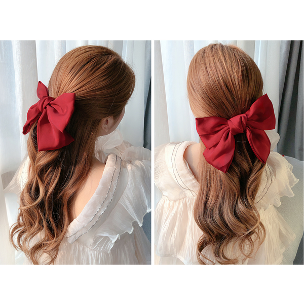 Silky Soft Big Hairbow Ribbon Barrette Clip