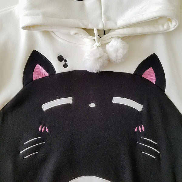 Dark Roast Plush Hoodie with Cat Ears
