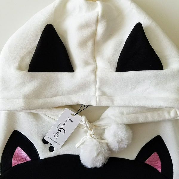 Dark Roast Plush Hoodie with Cat Ears