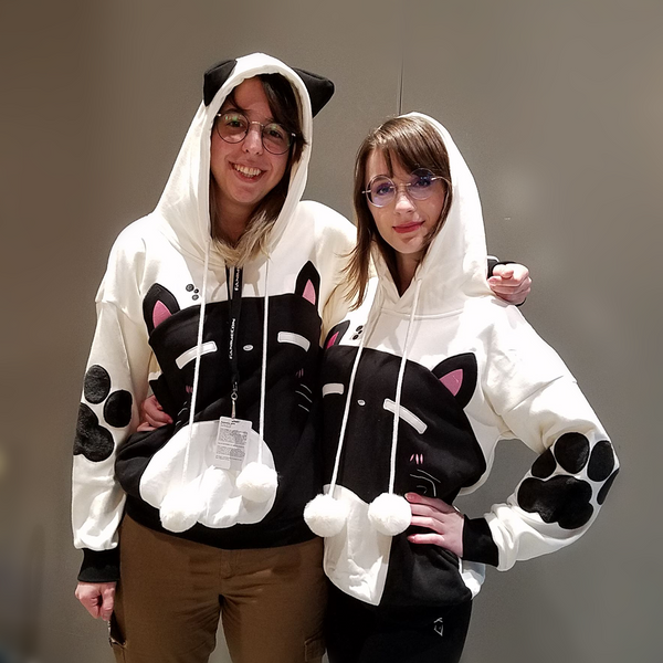 Dark Roast Plush Hoodie with Cat Ears