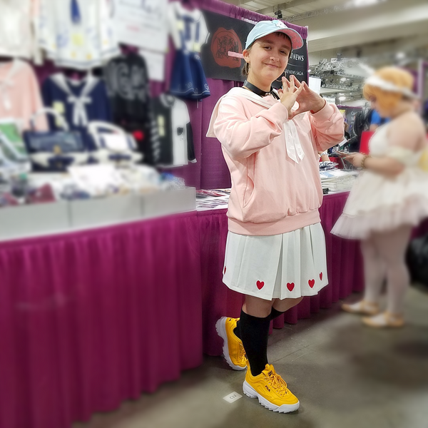 "Doki Doki" Heart Sailor Collar Sweatshirt - Pink