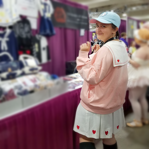 "Doki Doki" Heart Sailor Collar Sweatshirt - Pink