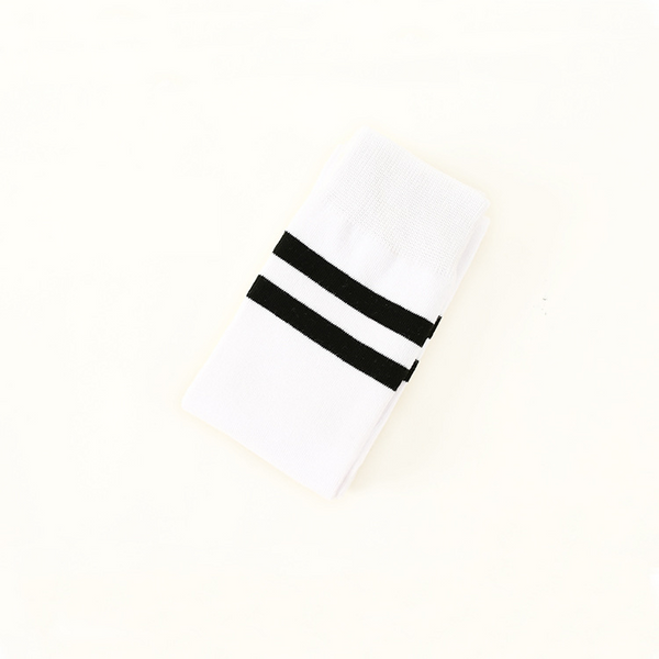 Extra Long Double Striped Thigh High Socks in White