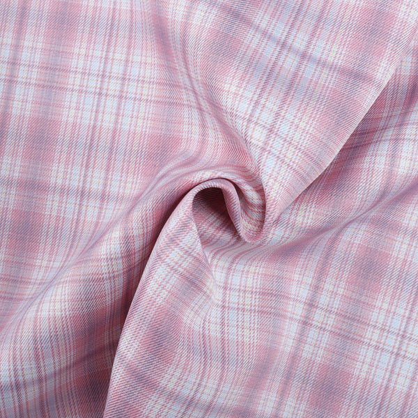 "Misty Pink" Pleated Plaid Mini-Skirt