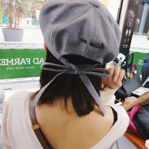 "Follow Me" Ribbon Newsboy Hat