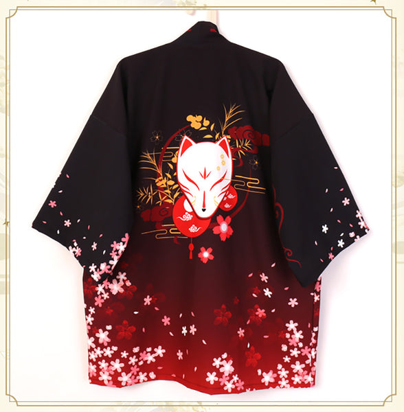 Kitsune Yokai Fox Fairy Japanese Open Jacket (Happi)