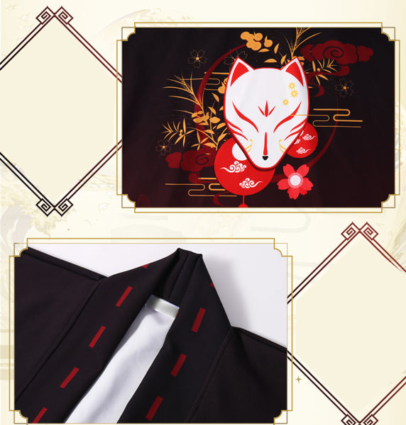 Kitsune Yokai Fox Fairy Japanese Open Jacket (Happi)