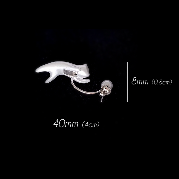"Hanging Catz" Earrings - (Pearl White || Solid White) with Sterling Silver Studs