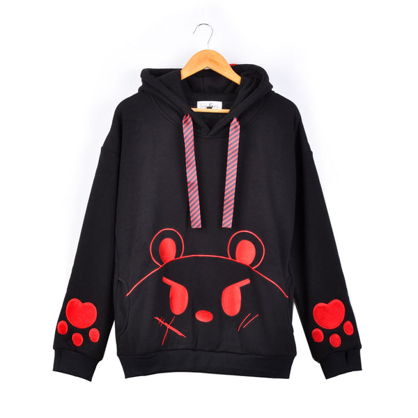 Bearly Dangerous Black and Red Punk Hoodie