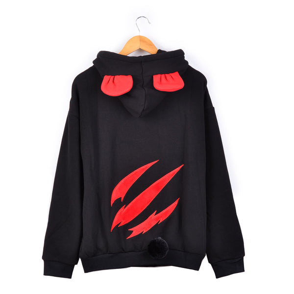 Bearly Dangerous Black and Red Punk Hoodie