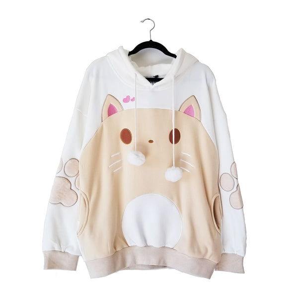 CAT-ramel Plush Hoodie with Cat Ears
