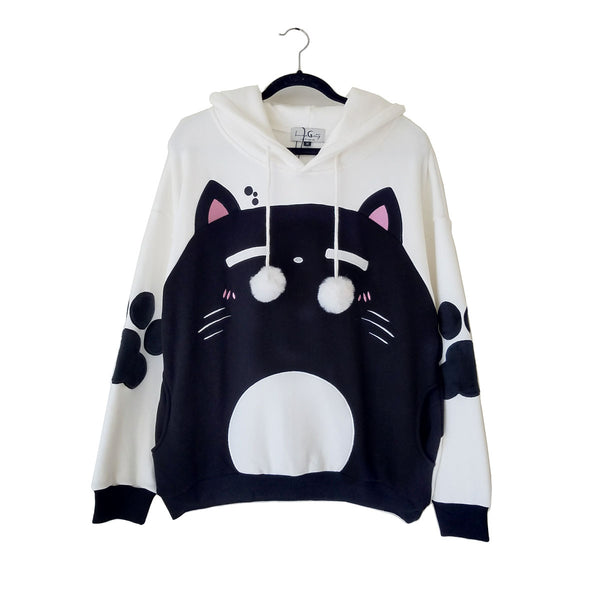 Dark Roast Plush Hoodie with Cat Ears